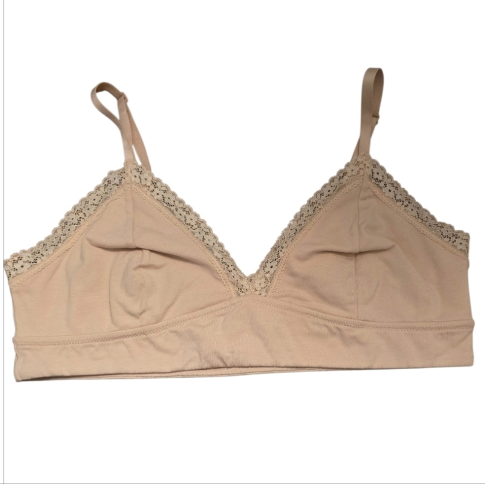 Jenni Intimates Lace Trim Cotton Bralette Size XL NWT